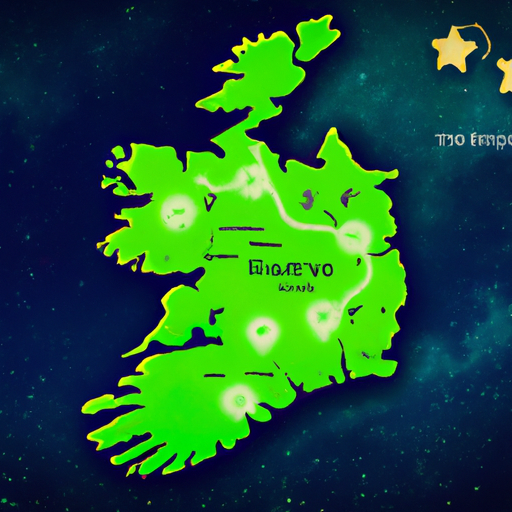מפה של אירלנד עם שביל משובץ כוכבים המסמן את הסיור