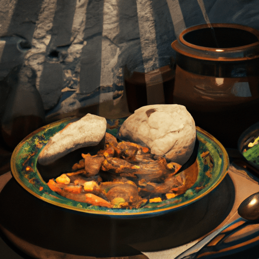 צלחת של תבשיל אירי מסורתי עם לחם סודה